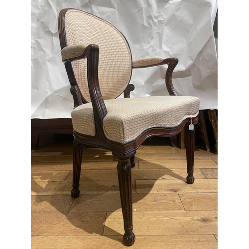 165 - FrenchCirca 18th CenturyA mahogany oval-back upholstered chairDimensions:43 in. (H) xz 21 in. (H) x ... 