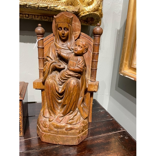 455 - ContinentalCirca 1780-1810Madonna and ChildCarved in fruitwood Dimensions: 13.25 in. (H) x 8.25 in. ... 