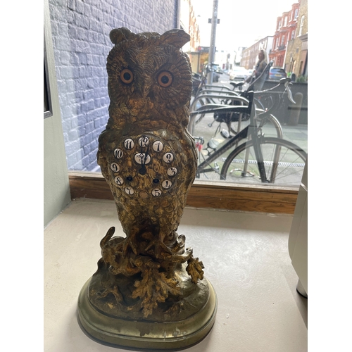 494 - FrenchLate 19th CenturyA gilt bronze owl mantel clockMaple & Co., ParisDimensions:20 in. (H) x 1... 