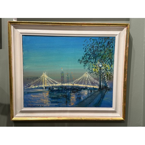 366B - David Lloyd-Smith (b. 1944)Albert Bridge, LondonOil on canvasSigned and dated lower leftDimensions:(... 