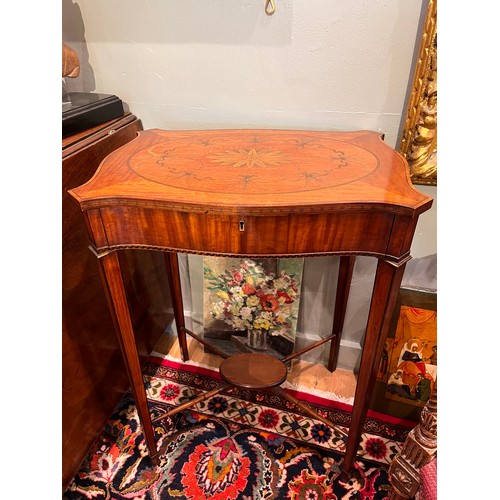 166A - 19th centurya mahogany occasional table, with ebony stringing throughout, a central floral inlay and... 