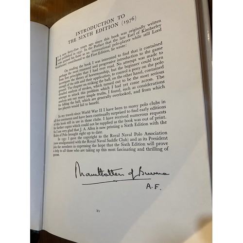 427A - Six books on polo, one signed by H.R.H. King Charles III[a] 'Marco', formally Lord Mountbatten of Bu... 