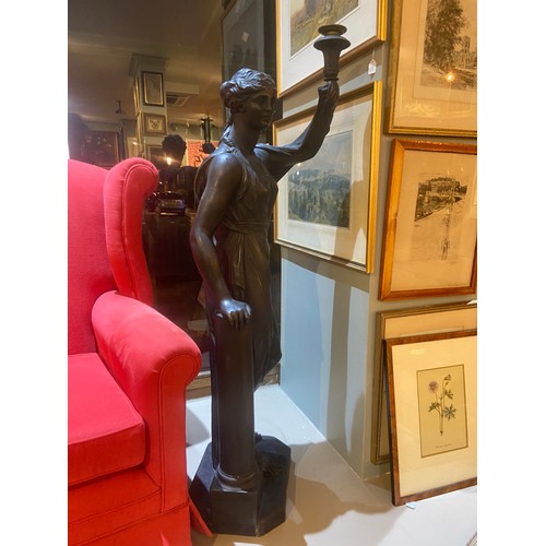 168A - Dated 1813A Regency bronzed plaster figural torchere, in the manner of Humphrey Hopper, indistinctly... 