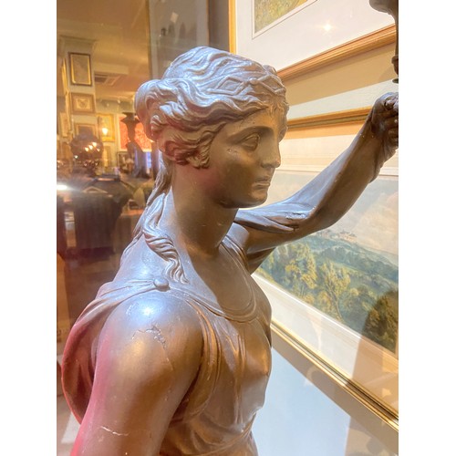 168A - Dated 1813A Regency bronzed plaster figural torchere, in the manner of Humphrey Hopper, indistinctly... 