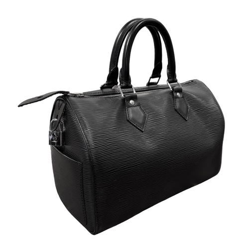 90 - Louis VuittonCirca 2000A black epi leather Speedy 28 handbagWith top double rolled leather handles, ... 