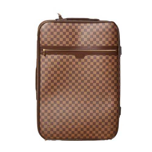 89 - Louis VuittonA Pegase damier ebene leather rolling suitcase/travel bagWith brass hardware and the or... 