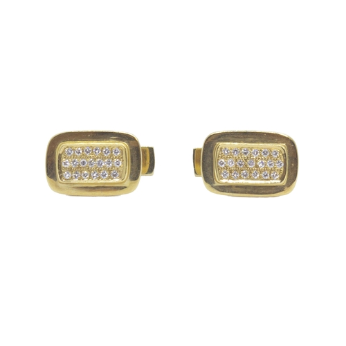 97 - ItalianCirca 1980sA pair of diamond cut 18 carat gold cufflinksThe rectangular shaped cufflinks pave... 