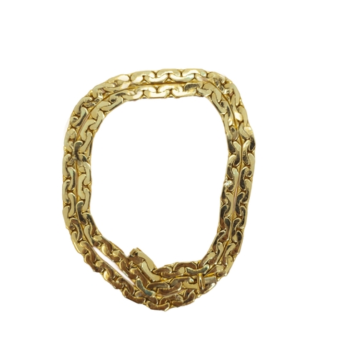 99 - ItalianCirca 1970A heavy 18 carat gold flat curb link long chainWith a Bvlgari red leather envelope ... 