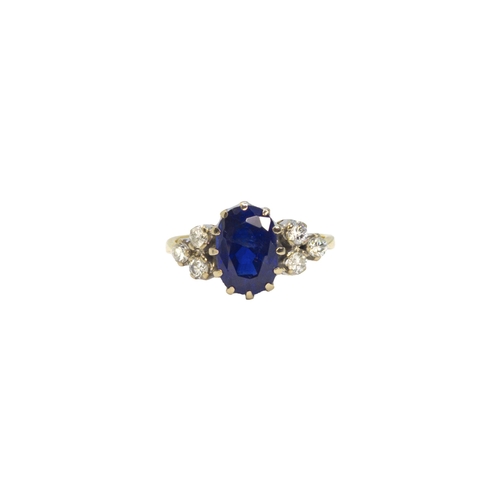 121 - BritishCirca 1940A fine unheated Burmese sapphire and diamond dress ringThe certificated sapphire we... 