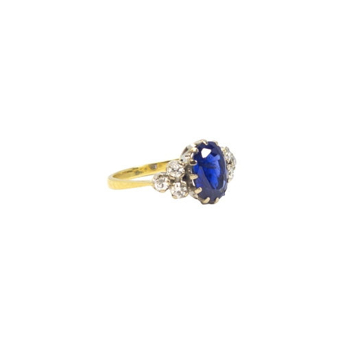 121 - BritishCirca 1940A fine unheated Burmese sapphire and diamond dress ringThe certificated sapphire we... 