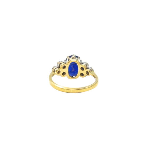 121 - BritishCirca 1940A fine unheated Burmese sapphire and diamond dress ringThe certificated sapphire we... 