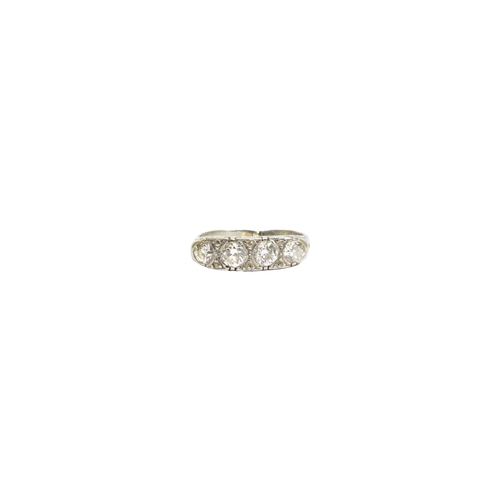 137 - BritishLate 19th CenturyA four stone diamond and platinum half hoop ring, the diamonds weighing appr... 