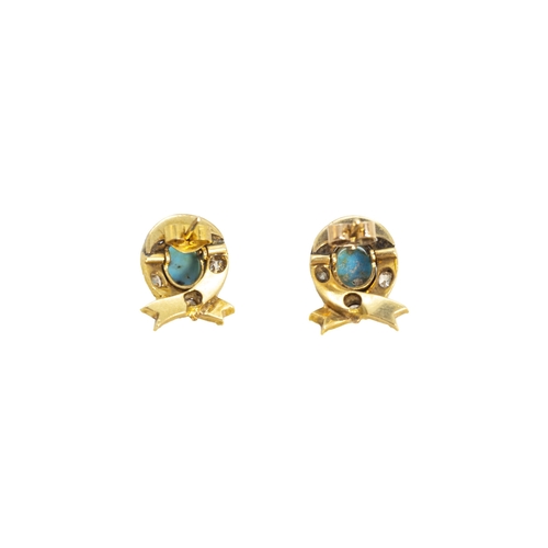 147 - BritishCirca 1850A pair of turquoise and diamond cluster earringsMounted in 18 carat goldWeight: App... 