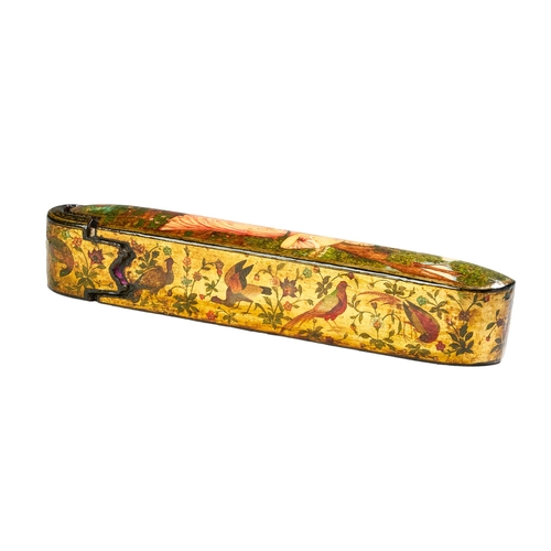 351 - 19th CenturyQajarA papier-mâché kalmadan (pen holder)Decorated with painted and gilded ... 