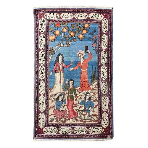 371 - Persian IranA fine quality Kashan rugWine, Women and song (2)c.1920