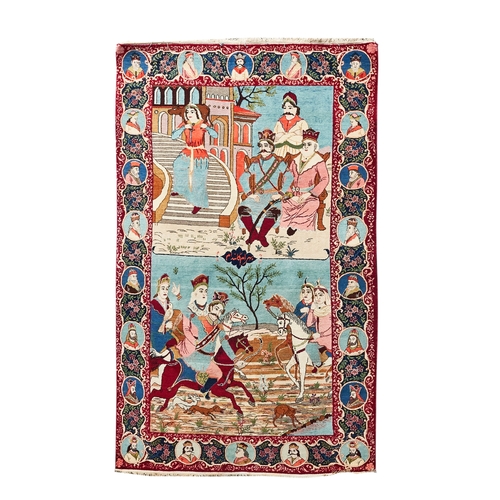 372 - PersianIranA fine quality Kashan rug, A Hunting PartyName of Prince inscribed centrally c.1920... 