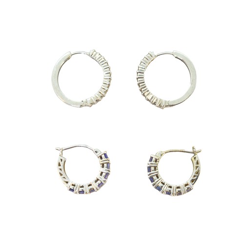 171 - BritishContemporaryTwo pairs of earringsA pair of diamond and 18 carat white gold earrings, signed '... 