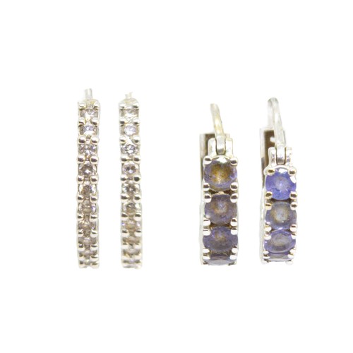 171 - BritishContemporaryTwo pairs of earringsA pair of diamond and 18 carat white gold earrings, signed '... 