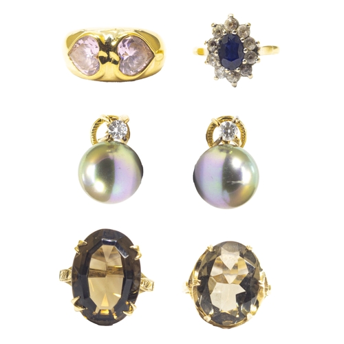 173 - 20th CenturyA mixed lot of jewelleryTo include:[a] An 18 carat gold sapphire and white sapphire clus... 