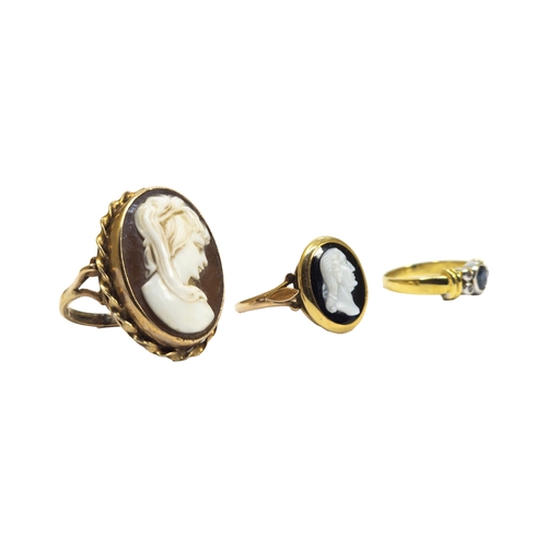 178 - British19th/20th CenturyA group of three rings[a] Early 19th Century, A hard stone cameo of a distin... 