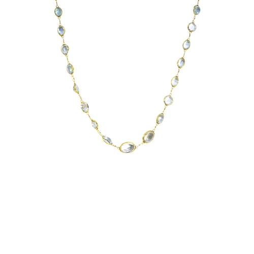 189 - ContemporaryAn aquamarine and 14 carat gold spectacle link necklaceComposed of 40 graduated oval sha... 