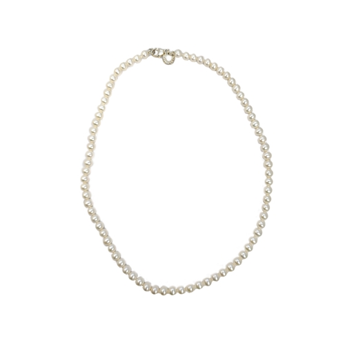 190 - Tiffany and Co.ContemporaryA fine string of uniform cultured pearlsTo a silver hook clasp, with Tiff... 