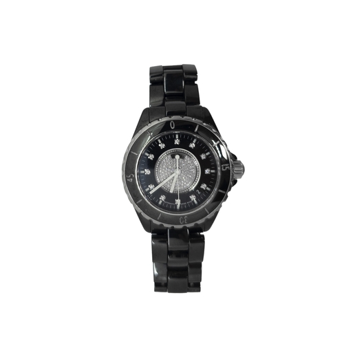 198 - Chanel, ParisCirca 2008A diamond-set black ceramic automatic lady's wristwatchWith sweep centre seco... 