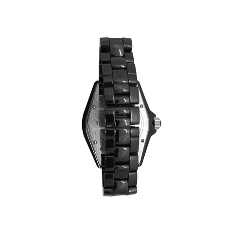 198 - Chanel, ParisCirca 2008A diamond-set black ceramic automatic lady's wristwatchWith sweep centre seco... 