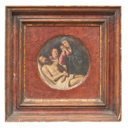 420 - Italian17th CenturyThe Lamentation Over the Death of ChristOil on panel With stencil inscriptio... 