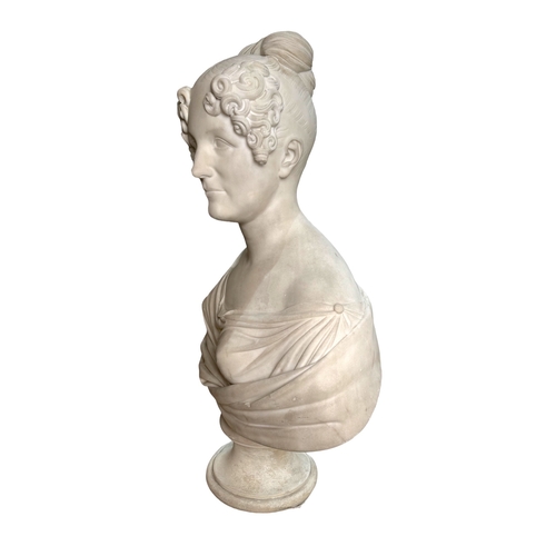 442 - British19th CenturyA large marble bust of an elegant ladyProvenance: The Sloane ClubDimensions:30 in... 