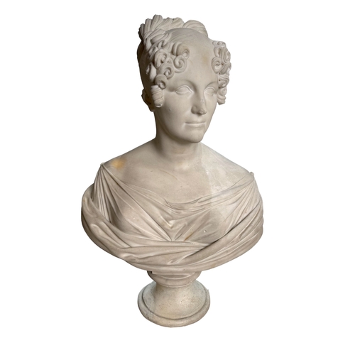 442 - British19th CenturyA large marble bust of an elegant ladyProvenance: The Sloane ClubDimensions:30 in... 