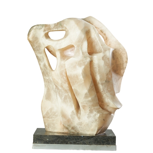 494 - Witold Gracjan Kawalec (1922–2003), PolishA carved alabaster sculpture mounted on a square gra... 