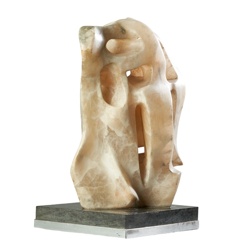 494 - Witold Gracjan Kawalec (1922–2003), PolishA carved alabaster sculpture mounted on a square gra... 