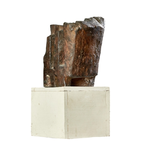 503 - Branko Ružić (1919–1997), CroatianA bronze brutalist sculpture on a wooden baseCirca 1965... 