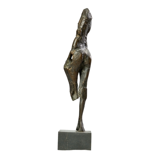 505 - Vezhdi Rashidov (b. 1951), BulgarianA patinated bronze figural sculpture of a single-legged figure m... 