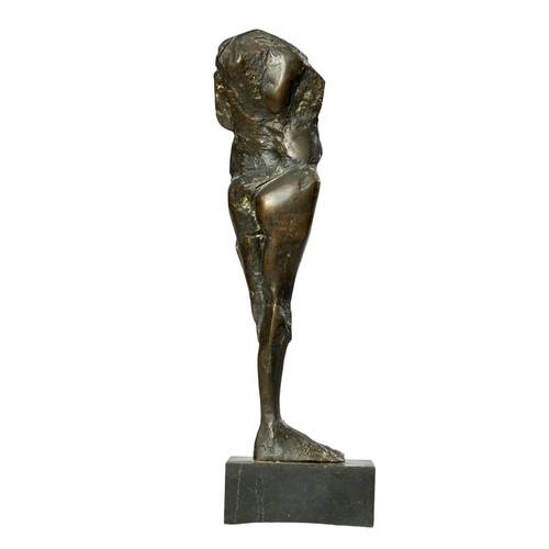 505 - Vezhdi Rashidov (b. 1951), BulgarianA patinated bronze figural sculpture of a single-legged figure m... 