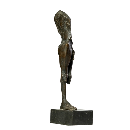 505 - Vezhdi Rashidov (b. 1951), BulgarianA patinated bronze figural sculpture of a single-legged figure m... 