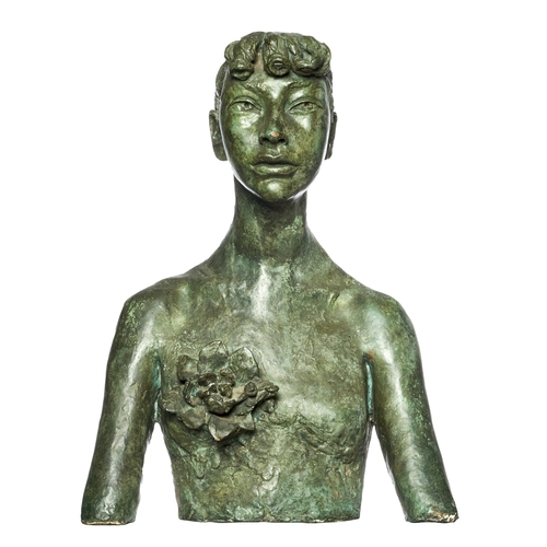 513 - Sir Jacob Epstein (1880 - 1959)Third Portrait of Esther (with flower), 1949Bronze with a green patin... 