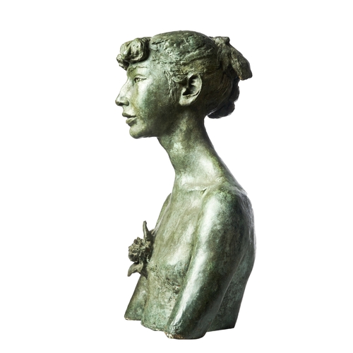 513 - Sir Jacob Epstein (1880 - 1959)Third Portrait of Esther (with flower), 1949Bronze with a green patin... 