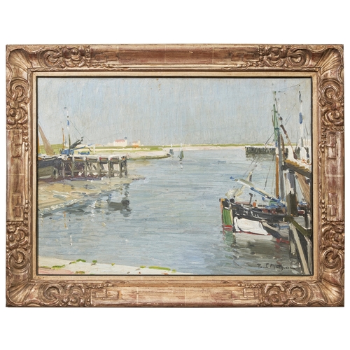 530 - Paul Mathieu (Belgian, 1872 - 1932)A harbour sceneOil on artist's boardSigned bottom rightDimensions... 