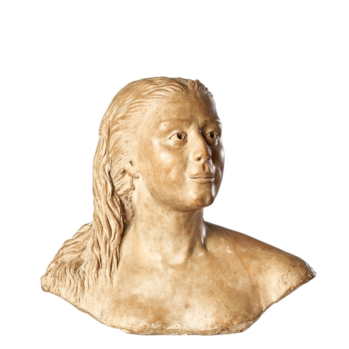 551 - Henri-Louis Cordier (1853 - 1926)Bust of a Native American girlSigned and dated, 'Cordier 1893'Terra... 