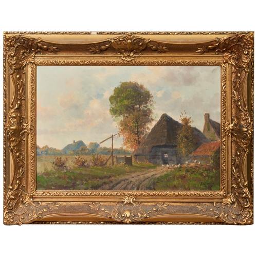 568 - Continental SchoolEarly 20th CenturyA rural farm sceneOil on canvasSigned bottom rightDimensions:(Ca... 