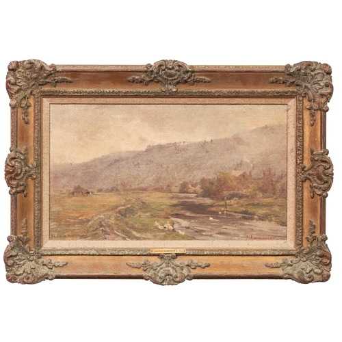 575 - James Aumonier (1832–1911)A pastoral sceneOil on canvasSigned lower right, 'J.Aumonier'Titled ... 