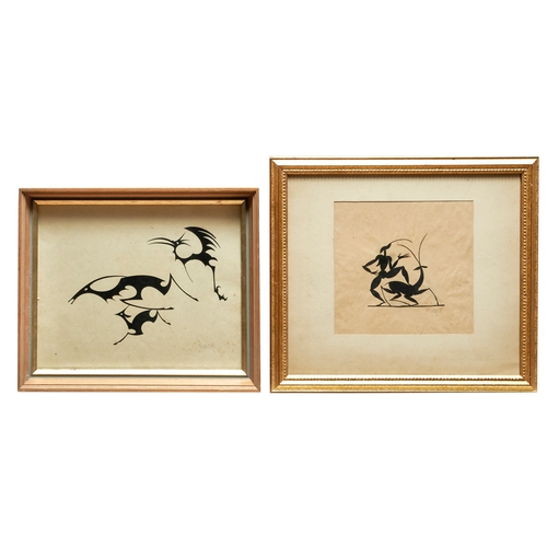 608 - Ernst Moritz Engert (1892 - 1986), Two Silhouettes depicting stylised animalsBoth works signed lower... 