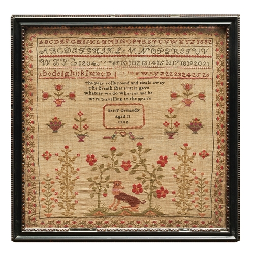 627 - 18th/19th CenturyA group of three needlework samplers[a] A county map of England and Wales, with a f... 