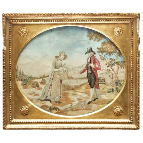 628 - BritishCirca 1800A needlepoint of a courting coupleTo be sold without reserve Dimensions:(Frame) 15 ... 