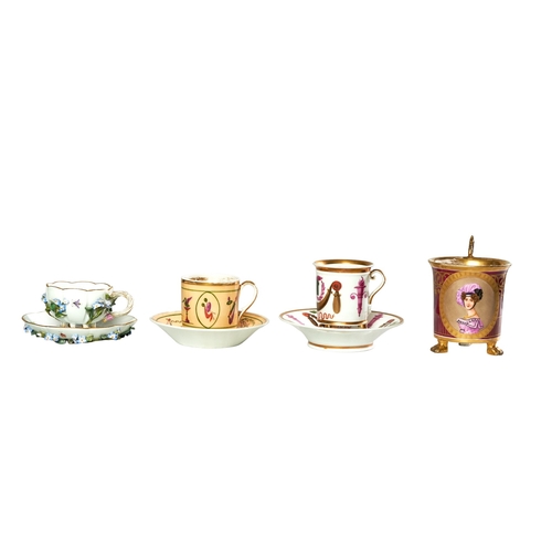 643 - A mixed lot of 19th century porcelainTo include:[a] 1870s, A Meissen coffee cup and saucer[b] Two Fr... 