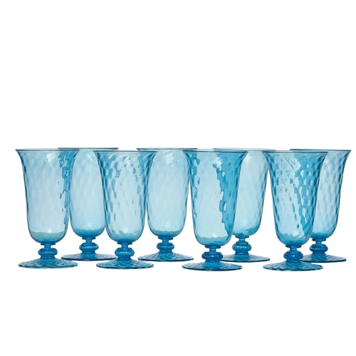 644 - MuranoVintageA set of eight aqua blue vintage Murano glassesDimensions:6.25 in. (H) x 2.5 in. (W)... 