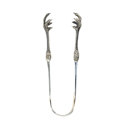 648A - British1869A pair of silver stylised claw tongsBy George Angel, with hallmarks to the inside, engrav... 