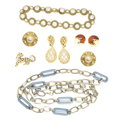 667 - Circa 1960-1980A mixed lot of costume jewelleryTo include a pair of Christian Dior large faux pearl ... 